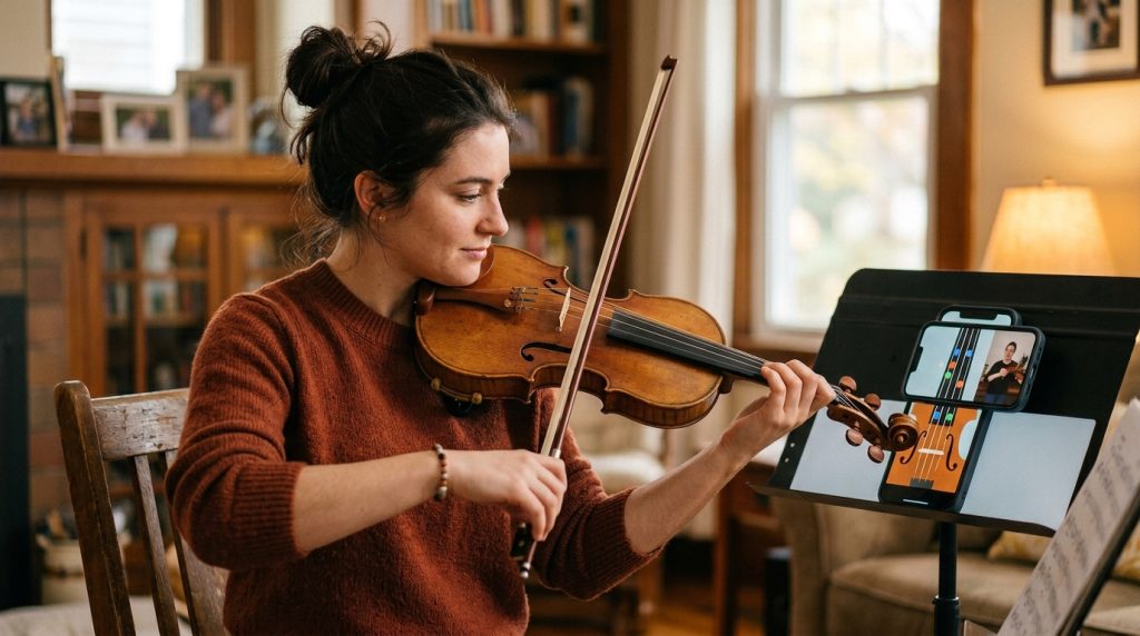 Apps ensinam notas e exercícios violino
